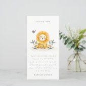 Cute Woodland Watercolor Lion Foliage Baby Shower Thank You Card (Standing Front)
