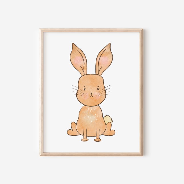 Cute Woodland Watercolor Rabbit Nursery Art Poster (Creator Uploaded)