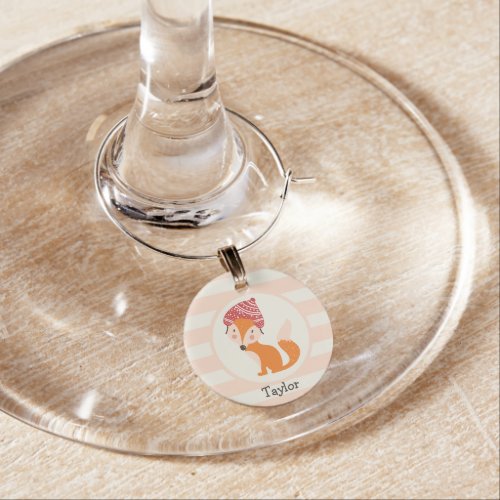 Cute Woodland Winter Fox Wine Charm