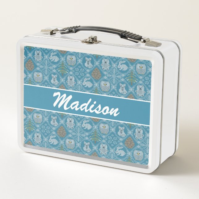 Cute Woodland Winter  Metal Lunch Box (Front)