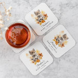 Cute Woodland Wolf Fall Baby Shower Square Paper Coaster<br><div class="desc">Cute, woodland-themed baby shower coasters featuring a watercolor illustration of a baby wolf pup surrounded by fall leaves in shades of orange, red, and yellow. Personalize the baby wolf baby shower coasters with the mother-to-be's name and date of baby shower. Designed to coordinate with our Cute Woodland Animals Fall Baby...</div>