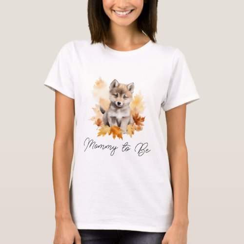 Cute Woodland Wolf Mommy to Be T_Shirt