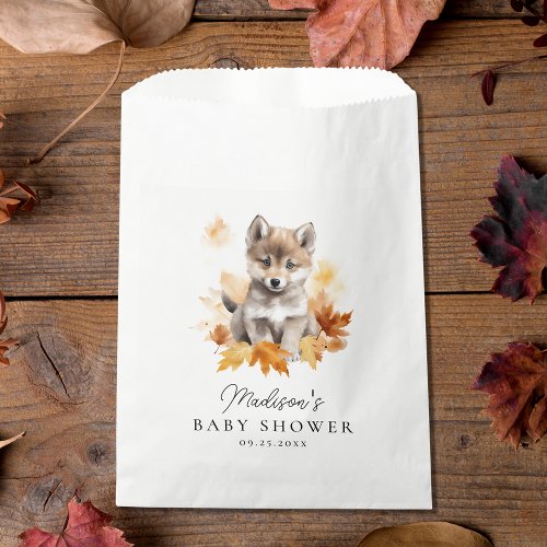 Cute Woodland Wolf Pup Fall Baby Shower Favor Bag