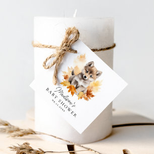Cute Woodland Wolf Pup Fall Baby Shower Favor Tags
