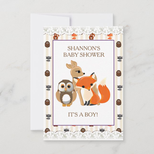 Cute Woodlands Animals Fox Baby Shower Invitation (Front)