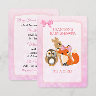 Cute Woodlands Animals Fox Baby Shower Invitation