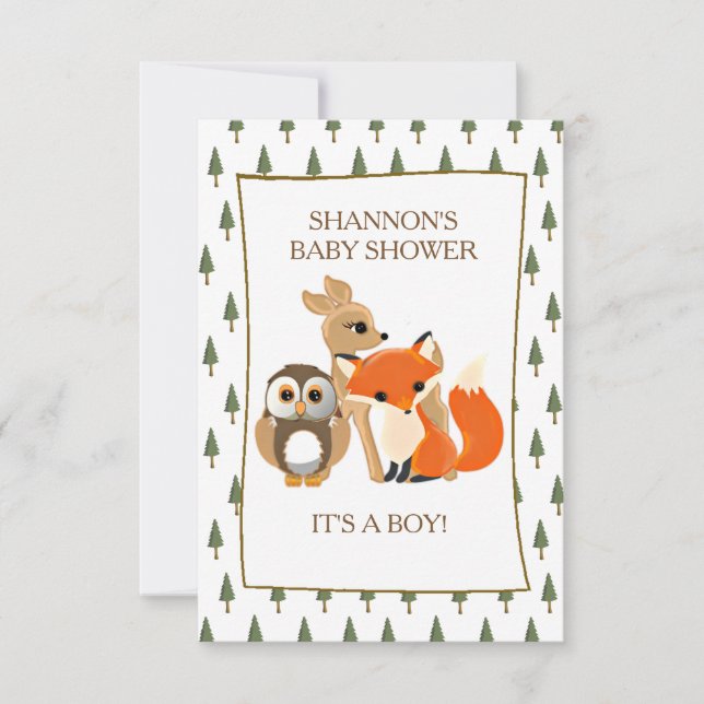 Cute Woodlands Animals Fox Baby Shower Invitation (Front)