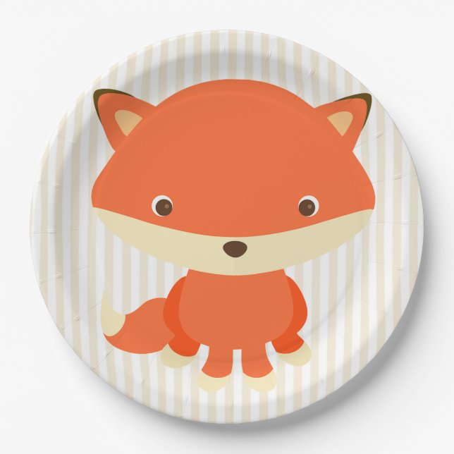 Cute Woodlands Creature Fox Party Plate (Front)