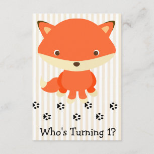 Cute Woodlands Fox 1st Birthday Party Invitation