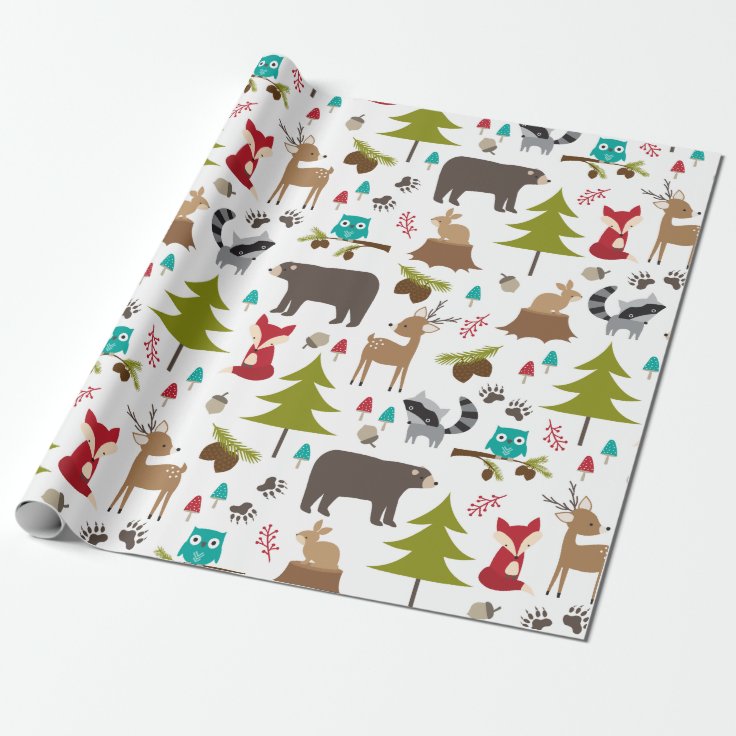 Cute Woodsy Woodland Animal Wrapping Paper | Zazzle