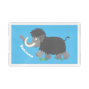 Cute woolly mammoth cartoon illustration acrylic tray