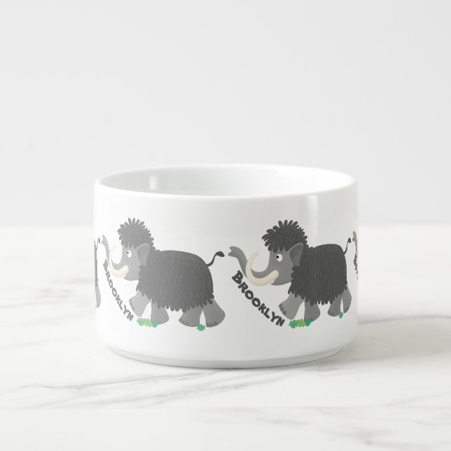 Cute woolly mammoth cartoon illustration bowl (Center)
