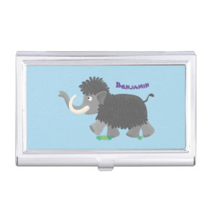 Cute woolly mammoth cartoon illustration business card case