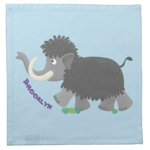 Cute woolly mammoth cartoon illustration cloth napkin