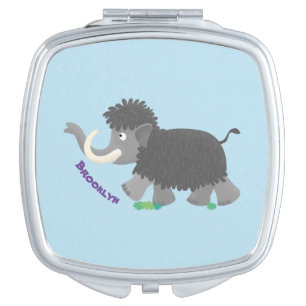 Cute woolly mammoth cartoon illustration compact mirror