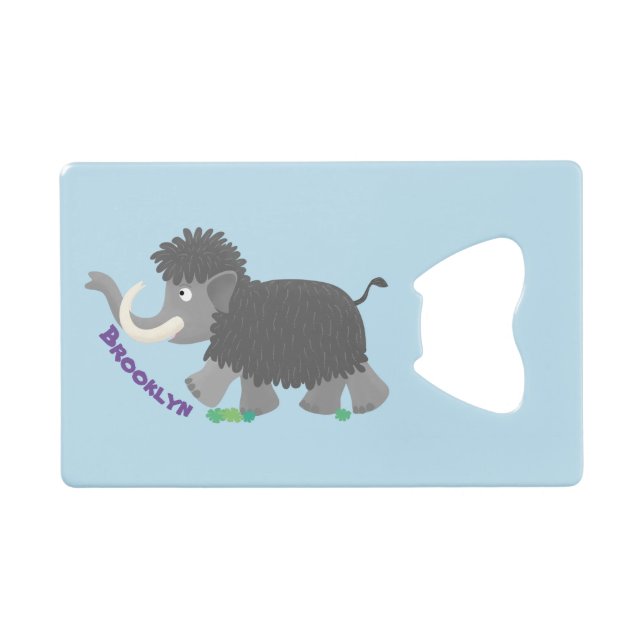 Cute woolly mammoth cartoon illustration credit card bottle opener (Front (Horizontal))