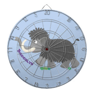 Cute woolly mammoth cartoon illustration dart board