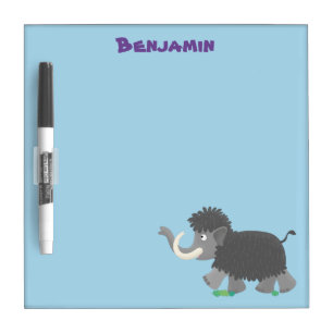 Cute woolly mammoth cartoon illustration dry erase board