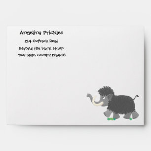 Cute woolly mammoth cartoon illustration envelope