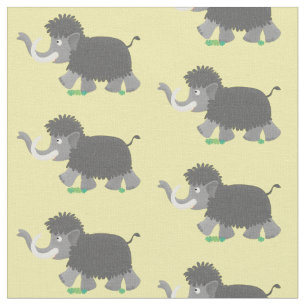Cute woolly mammoth cartoon illustration fabric