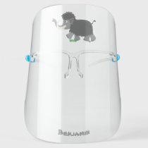 Cute woolly mammoth cartoon illustration face shield