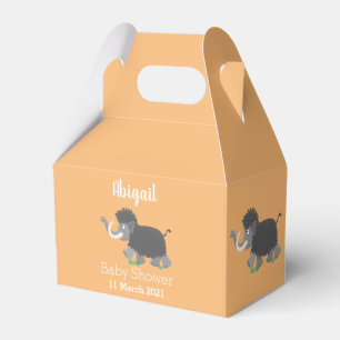 Cute woolly mammoth cartoon illustration favor boxes