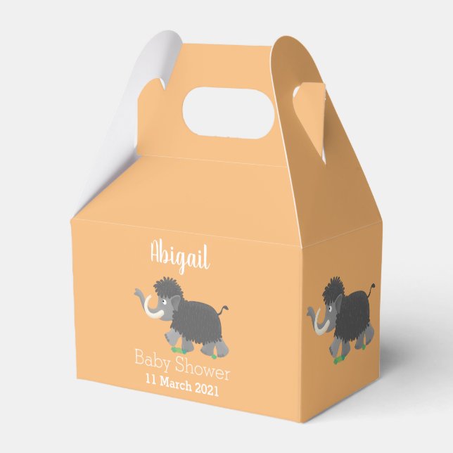 Cute woolly mammoth cartoon illustration favor boxes (Front Side)