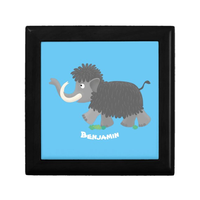 Cute woolly mammoth cartoon illustration gift box (Front)