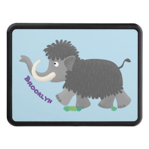 Cute woolly mammoth cartoon illustration hitch cover