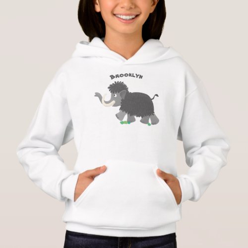 Cute woolly mammoth cartoon illustration hoodie