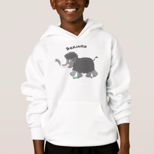 Cute woolly mammoth cartoon illustration hoodie