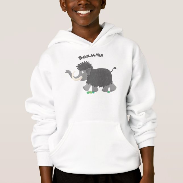 Cute woolly mammoth cartoon illustration hoodie (Front)