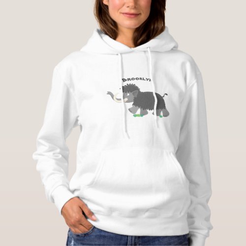 Cute woolly mammoth cartoon illustration hoodie