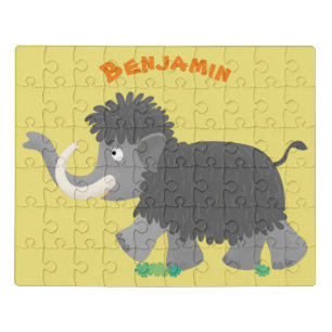 Cute woolly mammoth cartoon illustration jigsaw puzzle