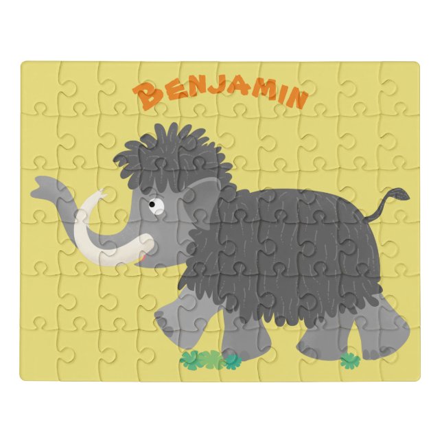 Cute woolly mammoth cartoon illustration jigsaw puzzle (Puzzle Horizontal)