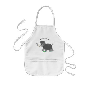 Cute woolly mammoth cartoon illustration kids' apron