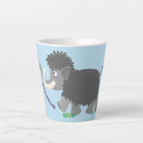 Cute woolly mammoth cartoon illustration latte mug