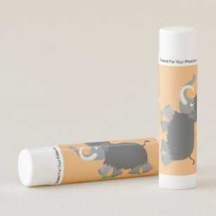 Cute woolly mammoth cartoon illustration lip balm