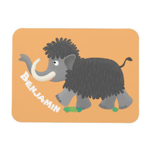 Cute woolly mammoth cartoon illustration magnet