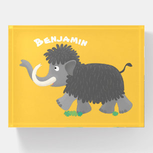 Cute woolly mammoth cartoon illustration paperweight