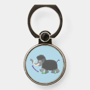 Cute woolly mammoth cartoon illustration phone ring stand