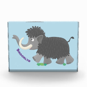 Cute woolly mammoth cartoon illustration photo block