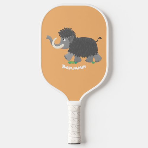 Cute woolly mammoth cartoon illustration  pickleball paddle