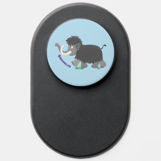 Cute woolly mammoth cartoon illustration PopSocket (Popsocket)