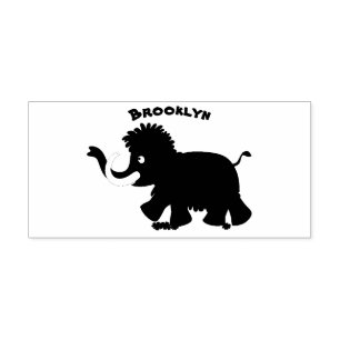 Cute woolly mammoth cartoon illustration rubber stamp