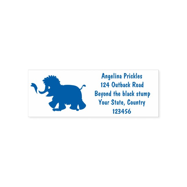 Cute woolly mammoth cartoon illustration self-inking stamp (Design)