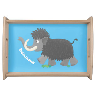 Cute woolly mammoth cartoon illustration serving tray