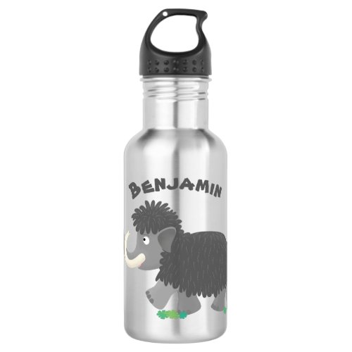 Cute woolly mammoth cartoon illustration stainless steel water bottle