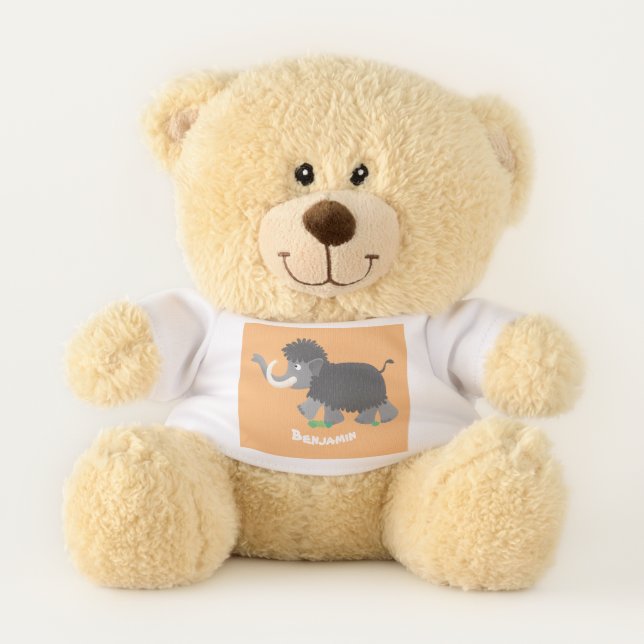Cute woolly mammoth cartoon illustration  teddy bear (Front)