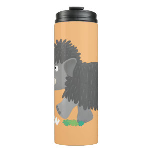 Cute woolly mammoth cartoon illustration thermal tumbler